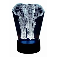 Lelumania - Lampara Ilusion 3D Elefante De 7 Colores, Base Touch