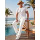 thumbnail image 5 of Pantalones de Lino Transpirables con Botón y Cintura con Cordón para Hombre INSPIRE CHIC 36 Blanco, 5 of 6