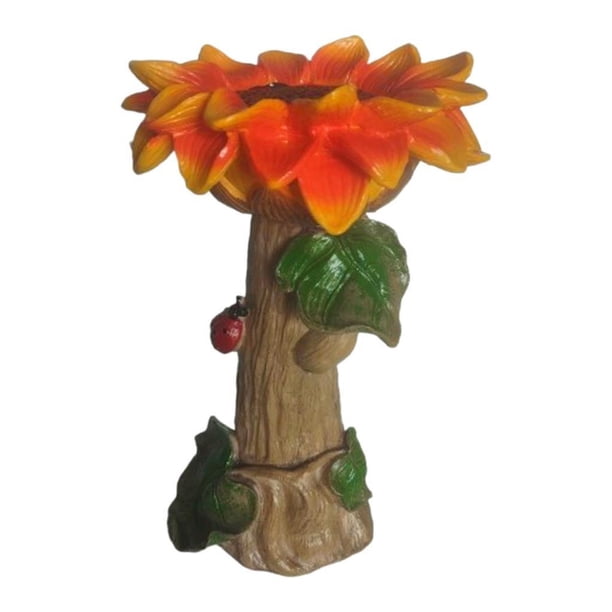 Cuenco Para Baño De Pájaros Para Jardín, Estatua De Resina, Estatuilla Para Patio, Cubierta, Parque, Alimentador De Resina, Flor, 16x16x26cm