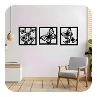 Genérico - Cuadros Mariposas Pack 3 Mdf