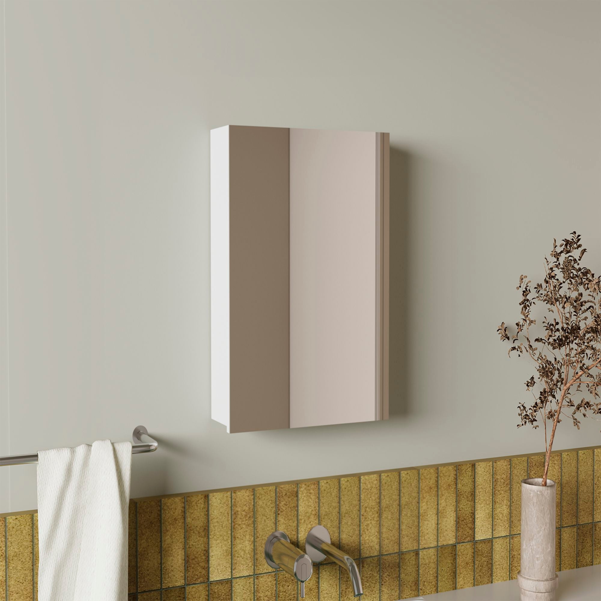 Tuhome - Botiquin Para Baño Lumo 1 Puerta Con Espejo 50x40x12 Cm Blanco