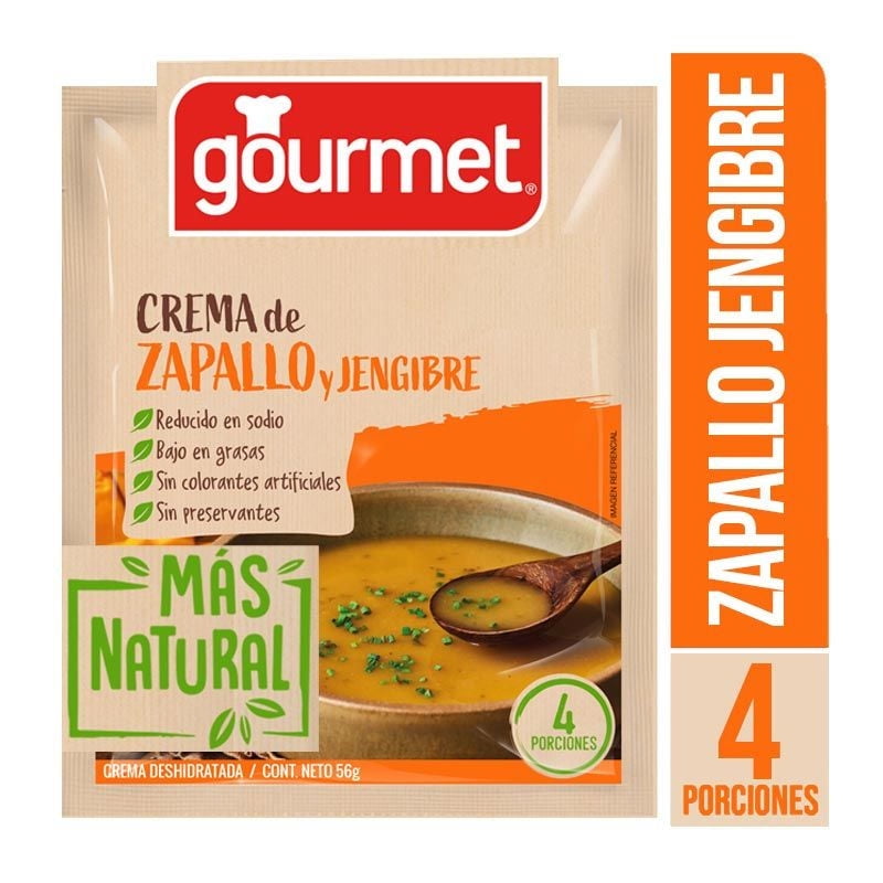 Crema De Zapallo Y Jengibre Más Natural (4 Porciones) Sobre 56 g Gourmet