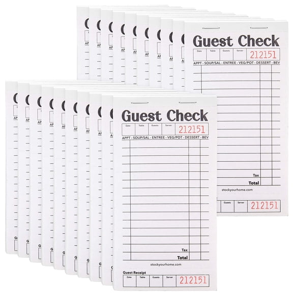 Cuadernos de cheques para invitados Stock Your Home, blanco y negro (paquete de 20)