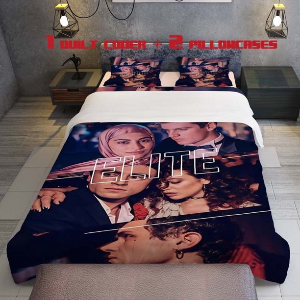 3pcs Prestigious School Storm Elite High School Suspense Romantic Drama Theme Print Three Piece Bedding Set Soft Quilt Cover And Two Pillowcases