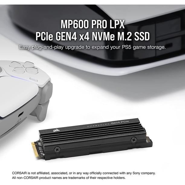 SSD Corsair MP600 PRO LPX de 2 TB M.2 NVMe PCIe x4 Gen4 para PS5