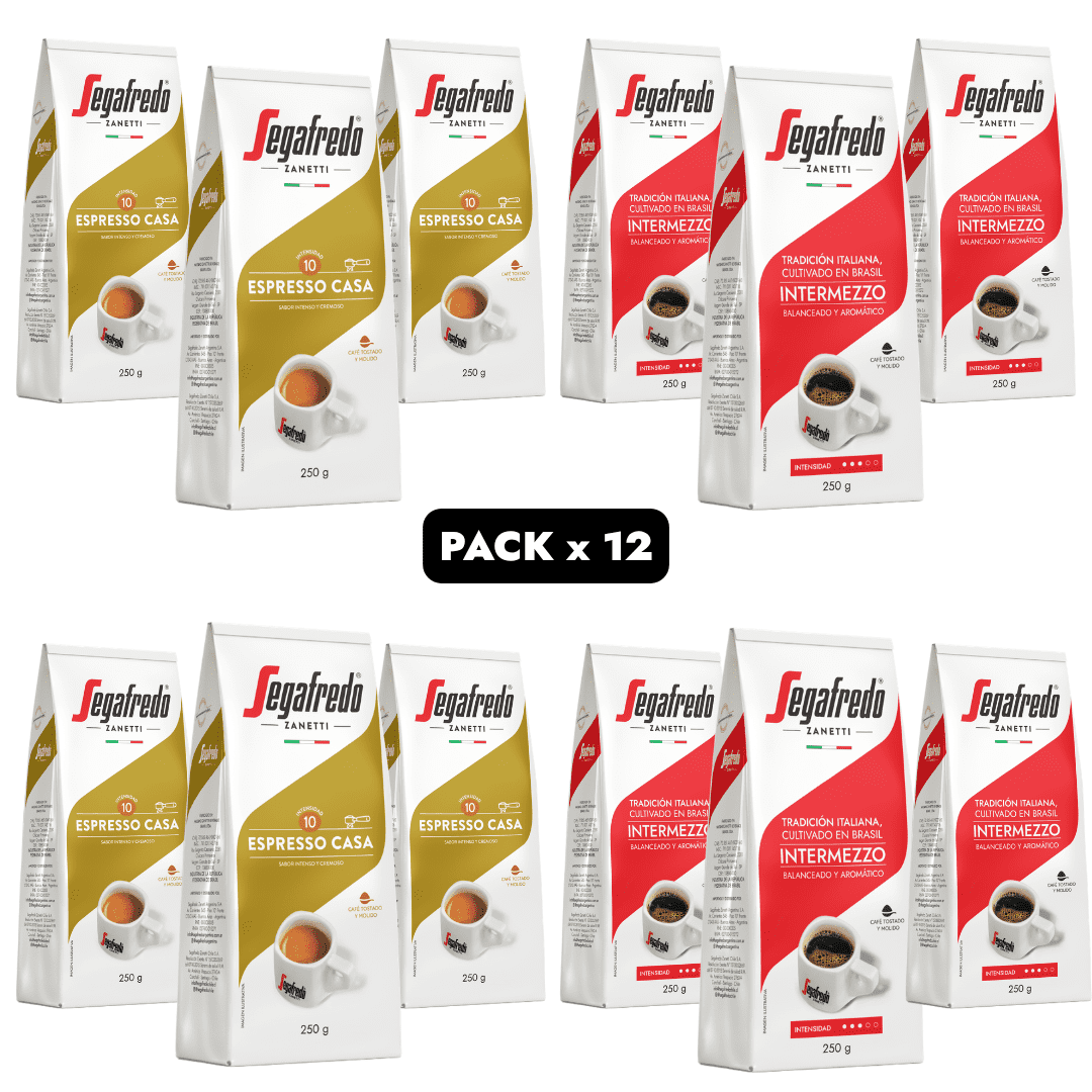 Segafredo Zanetti - Pack 6 Café Molido Espresso Casa 250gr + 6 Café Molido Intermezzo 250gr