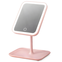 Irm - Espejo Rosa De Maquillaje Luz Led Ajustable 3 Tonos Recargable Usb