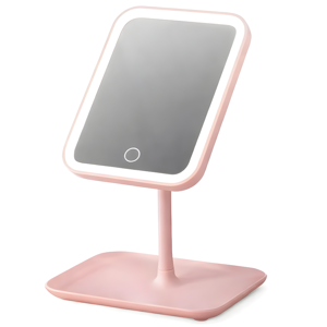 Irm - Espejo Rosa De Maquillaje Luz Led Ajustable 3 Tonos Recargable Usb
