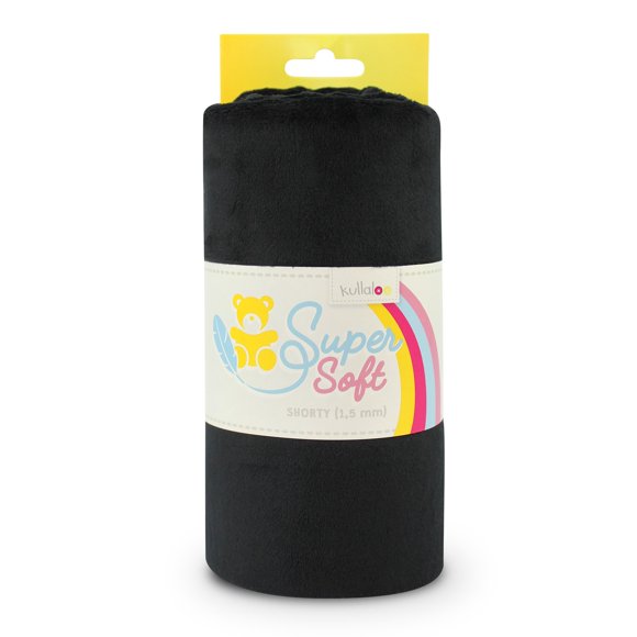 Tela Kullaloo de peluche negra 100 x 75 cm súper suave
