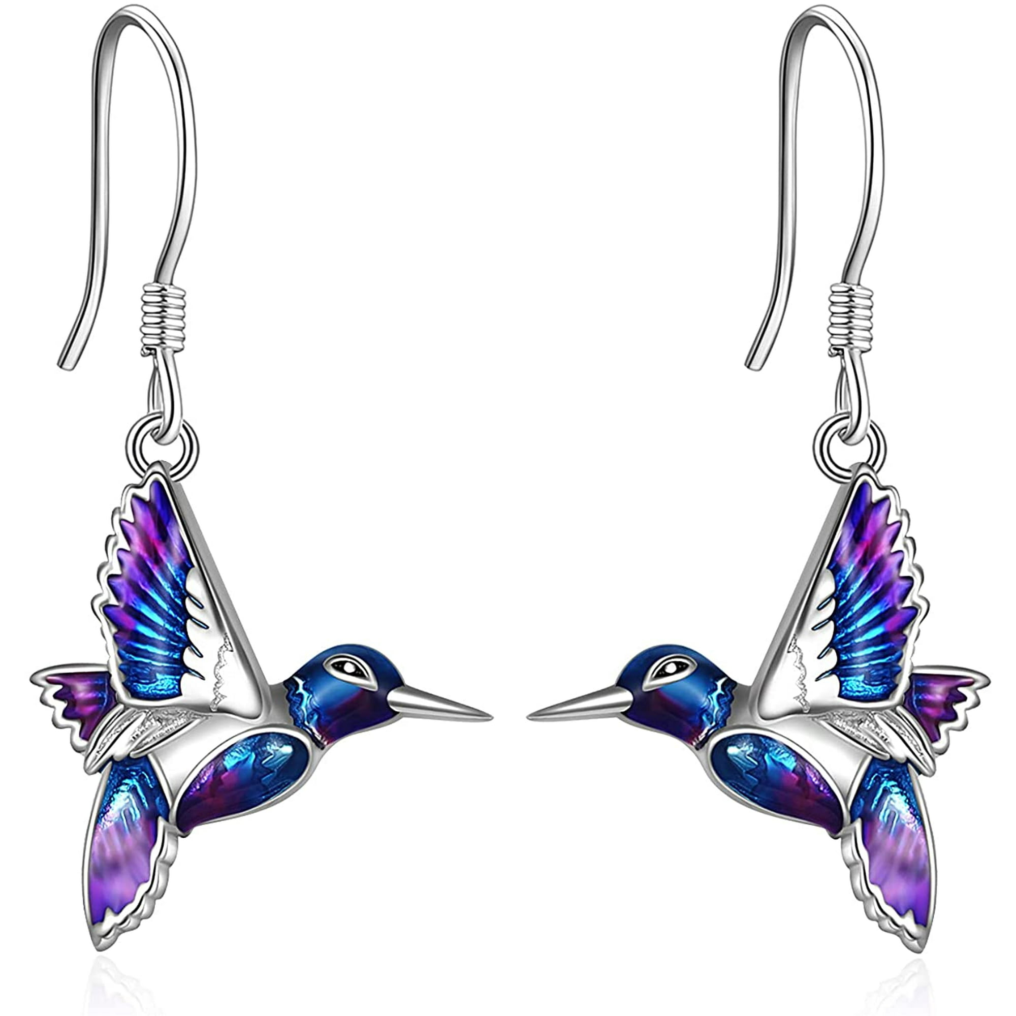 Vousez - Aros Pendientes Colibrí Multicolor Plata 925