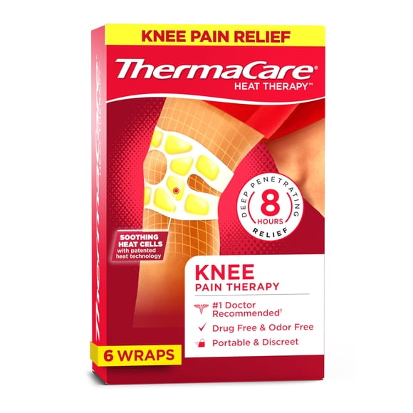 HeatWraps ThermaCare para aliviar el dolor de rodilla, 8 horas de calor, 6 unidades