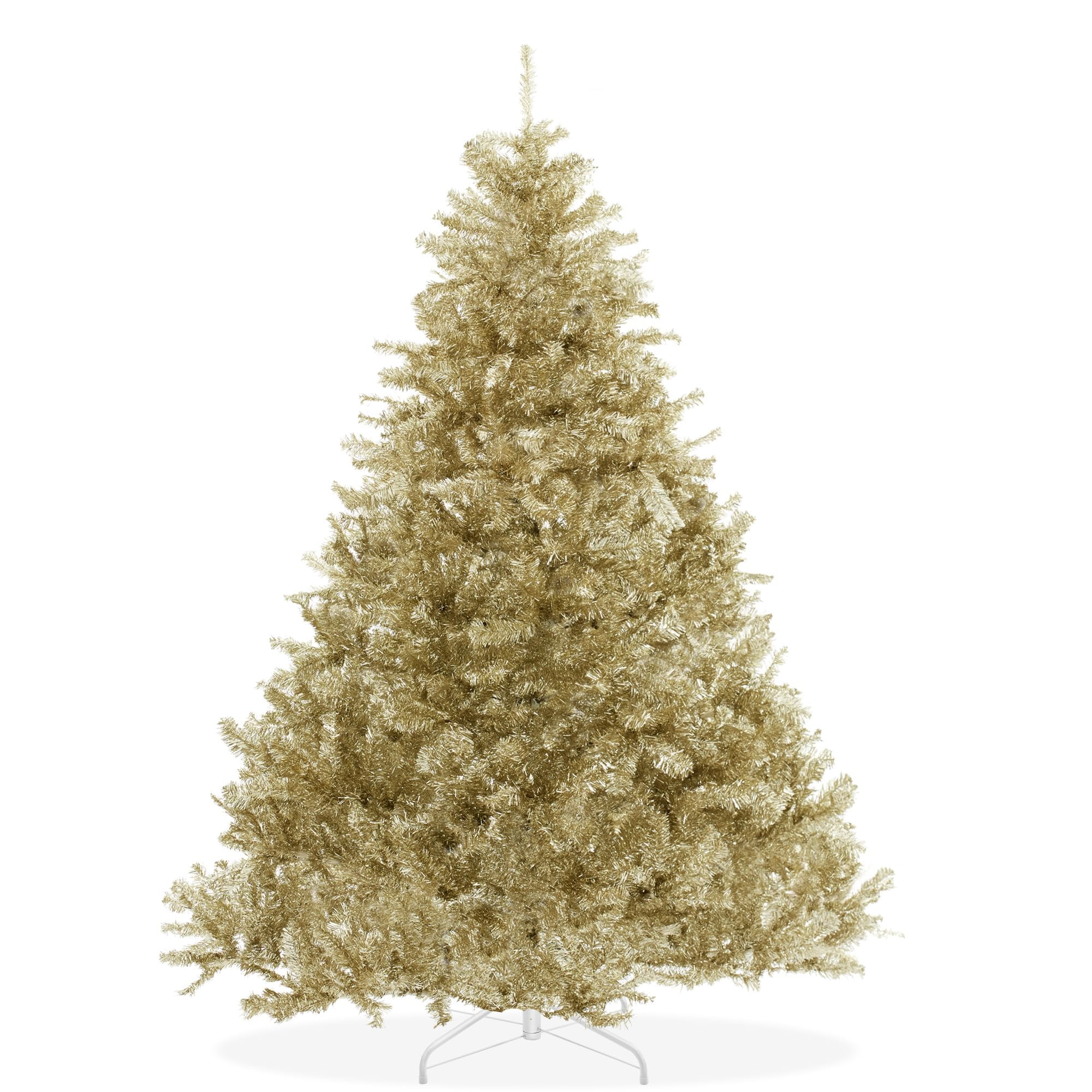Árbol De Navidad Casafield Champagne Gold Tinsel De 6 Pies Con Soporte