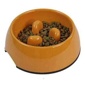 Mascan - Plato Melamina Anti-Ahogo Talla L Naranjo Perro