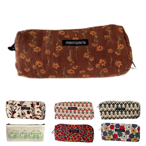 Estuche para lápices NIORYUZ de lona de algodón con estampado floral