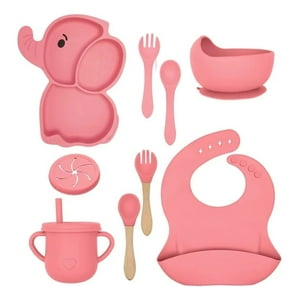 Genérico - Set Alimentacion Elefante Bebe 9 Pza Silicona Divertida Lau