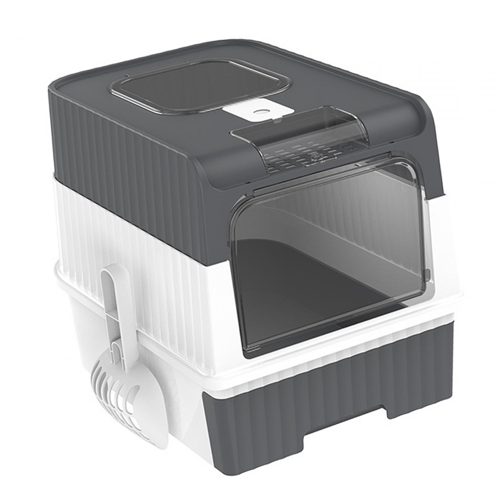 Ioensy - Inodoro Para Gatos Cerrado Suministros Para Mascotas Caja De Arena Para Gatos Plegable A Prueba De Fugas Con Tapa Gris