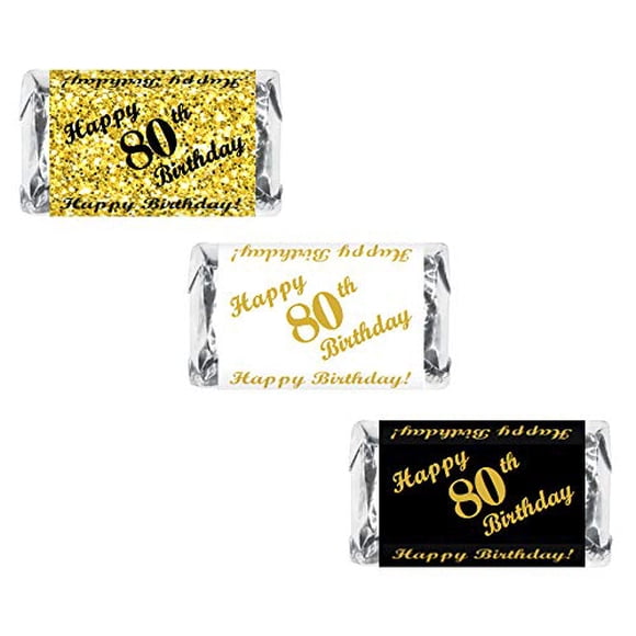 Set de 60 stickers para mini barras de chocolate por 80.º cumpleaños RokAPary