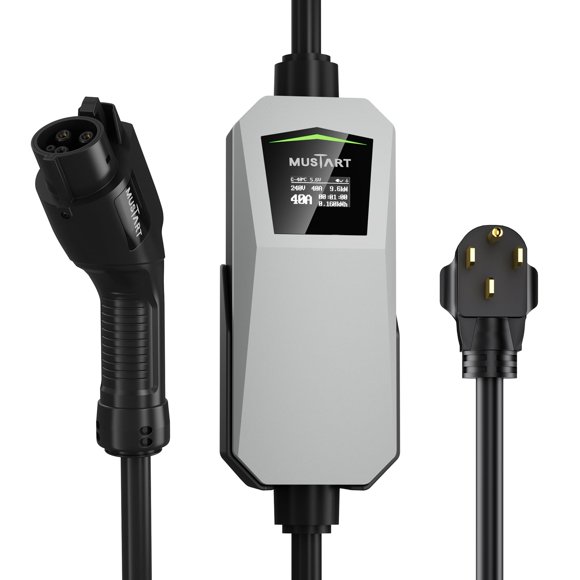 Cargador de coche eléctrico MUSTART 40A 240V NEMA 14-50 LCD 21 pies