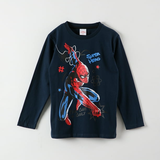 Polera Manga Larga Niño Spiderman #Superhero Azul Marvel