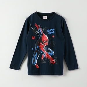 Polera Manga Larga Niño Spiderman #Superhero Azul Marvel