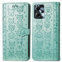 Funda Cartera Foxdock Para Moto G23 , Flip Pu Con Relieve De Gatos Y Perros, Tarjetero Y Soporte
