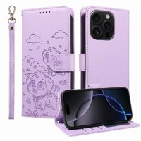 Funda Billetera Foxdock Compatible Con Iphone 16 Pro, Diseño Perrito Tierno, Ranuras Para Tarjetas Y Soporte Plegable