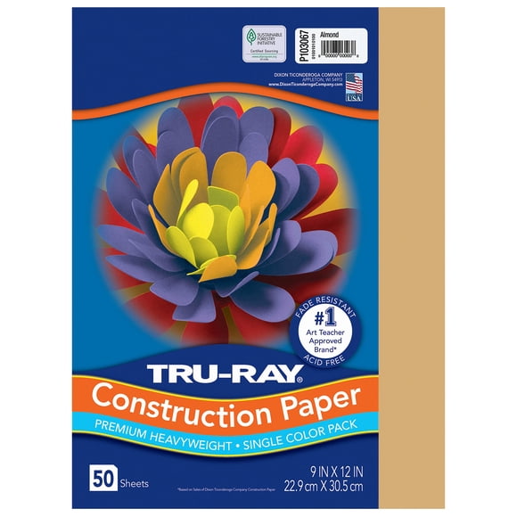 Papel de Construcción Tru-Ray 23x30 cm Almendra 50 Hojas