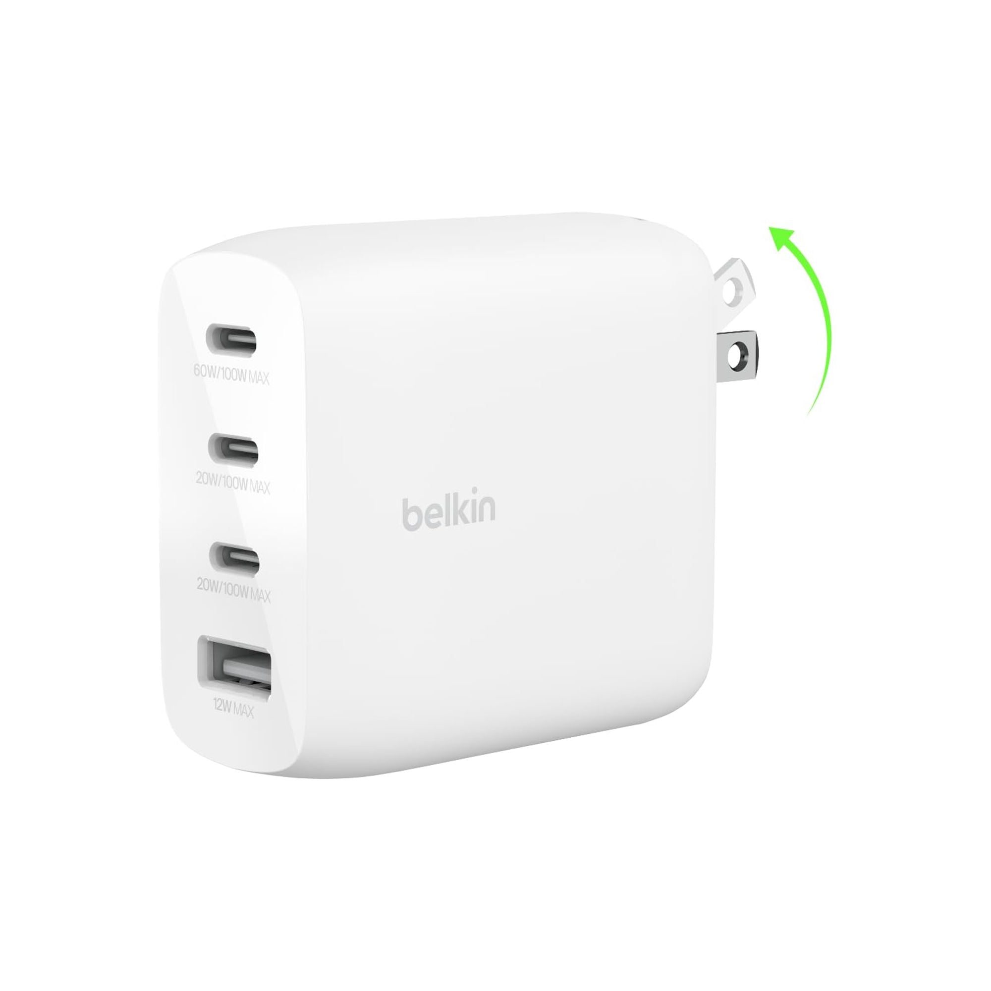 Cargador De Pared Belkin De 112 W Y 4 Puertos Gan Con Usb-c Pd Y Usb-a
