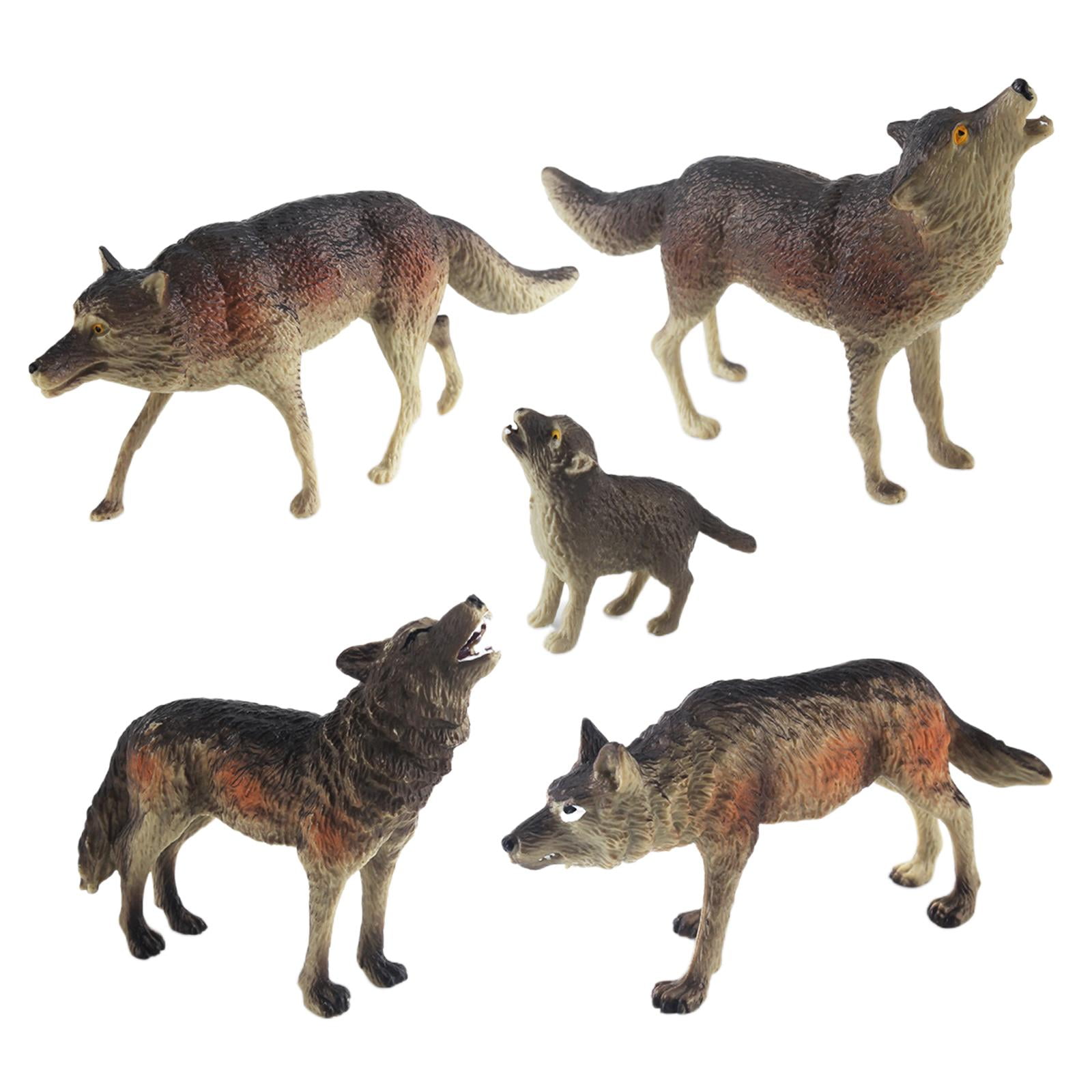 Bothyi - 5 Piezas Lobo Juguetes Figuras Preescolar Regalo Simulación Bosque Aprendizaje Para Niños