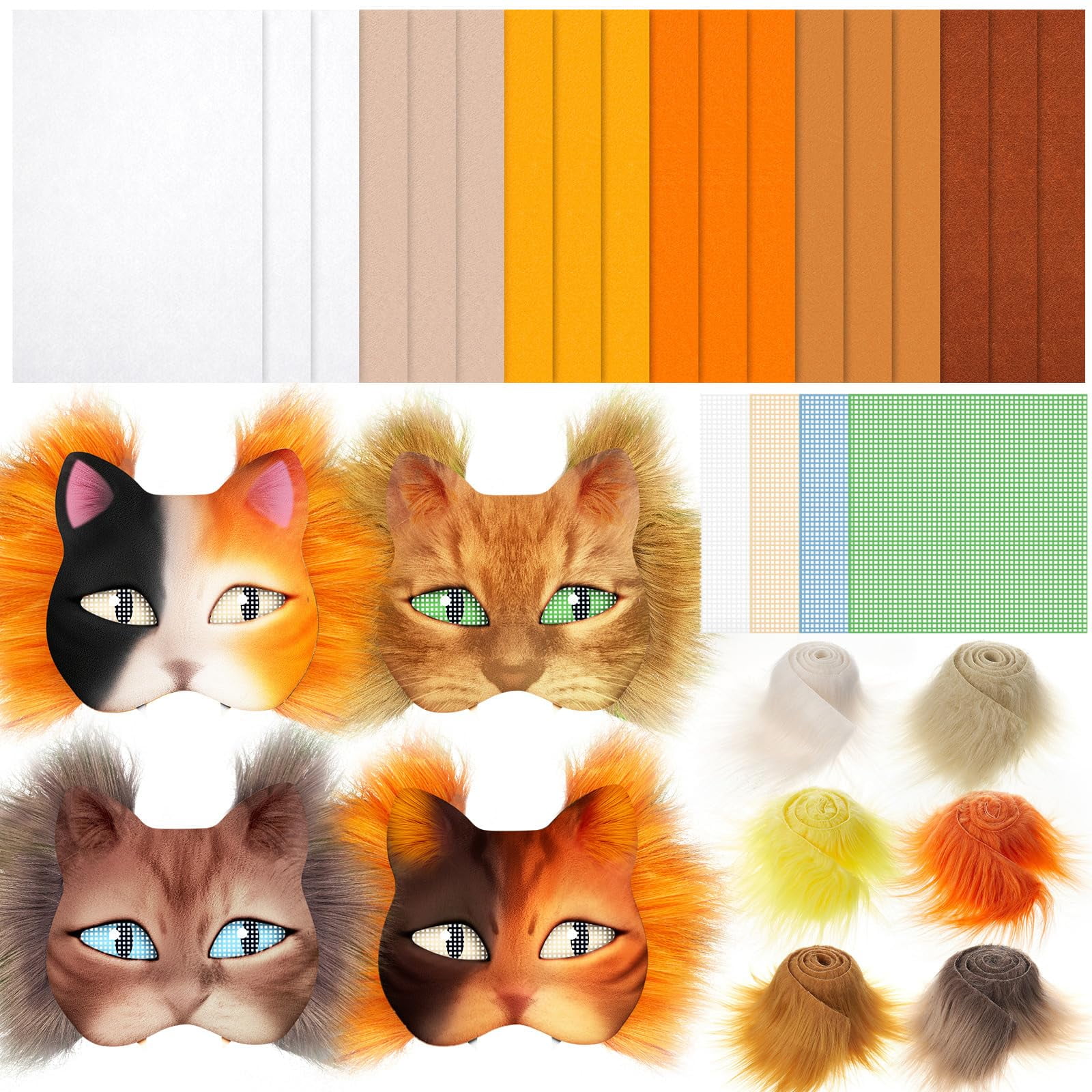 Seenelling - Kit De Materiales Para Mascarillas Therianas Hechas A Mano, Con Tela De Fieltro Y Pelo