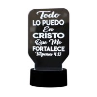 Lampara Ilusion 3D Frase: Todo Lo Puedo En Cristo... De 7 Colores, Base Touch