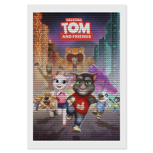 Talking Tom Kits de Pintura de Diamantes para Adultos 5D DIY Diamond Art Kits Full Drill Diamond Dots para Regalo Decoración de Pared y Relajación Artes de Gemas 20*30cm