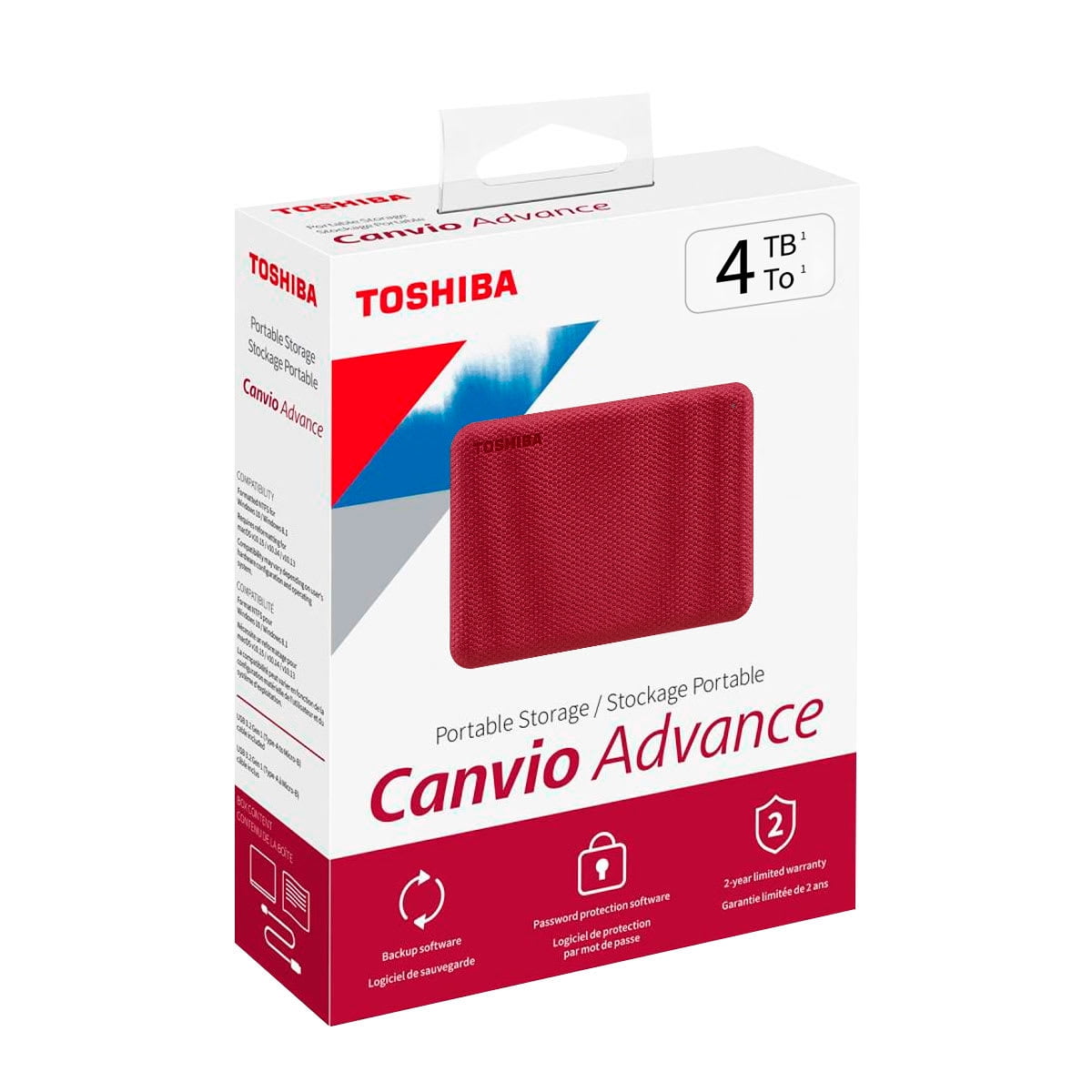Disco Portátil Toshiba Canvio Advance 4tb Usb 3.0 Rojo