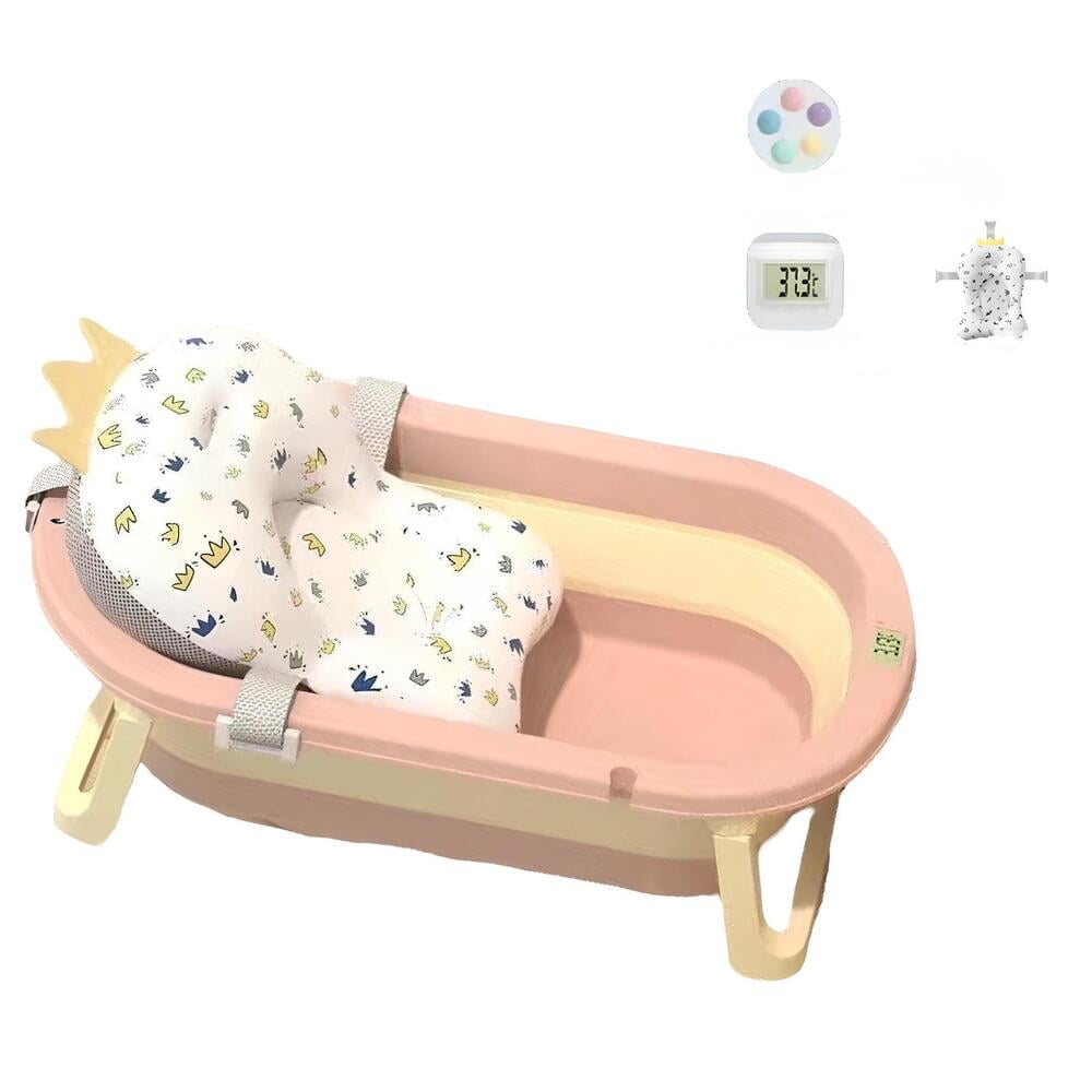 Bañera Plegable Con Cojín Y Accesorios Rosada Lubabycas