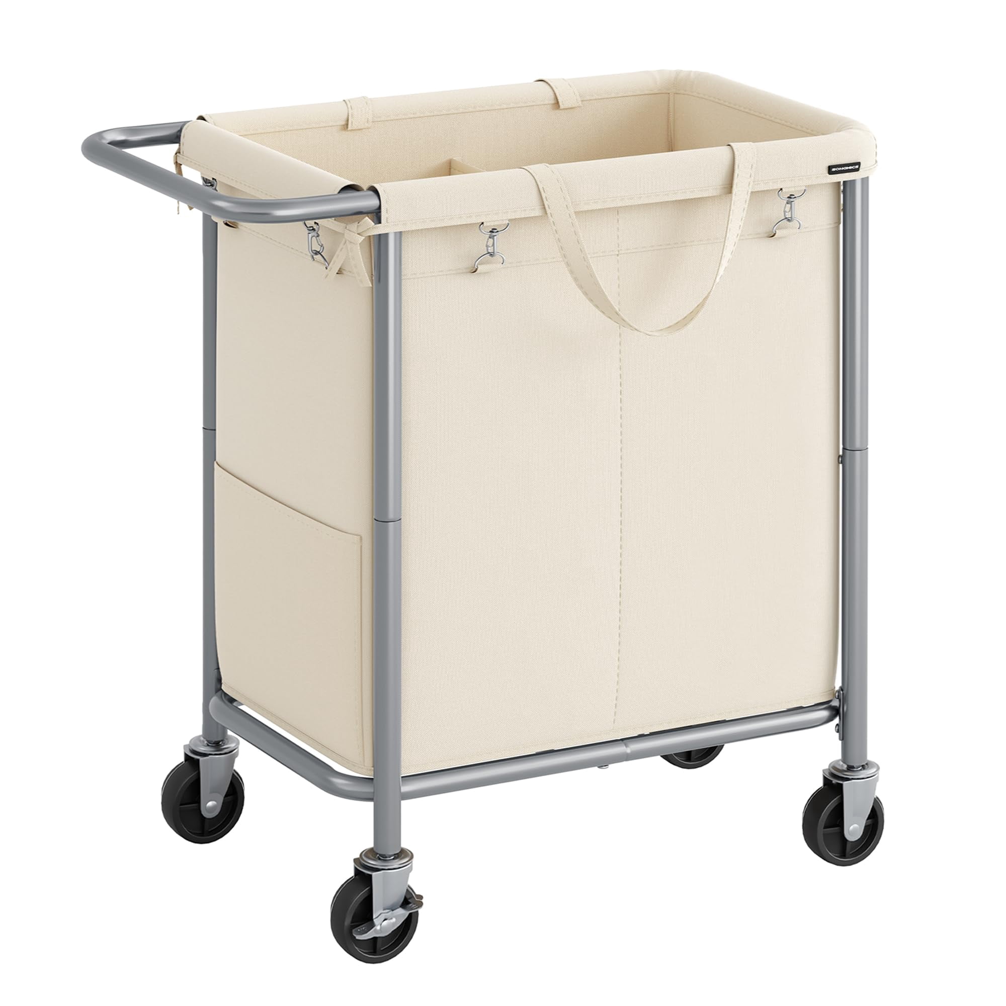 Cesta De Lavandería Songmics Rolling 140l Con Ruedas De 2 Secciones