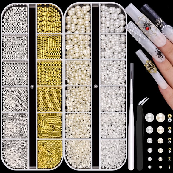 Set de Perlas y Cuentas Metálicas para Arte de Uñas BELLEBOOST