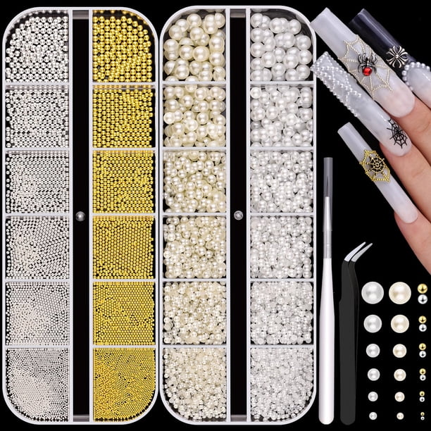 Set de Perlas y Cuentas Metálicas para Arte de Uñas BELLEBOOST