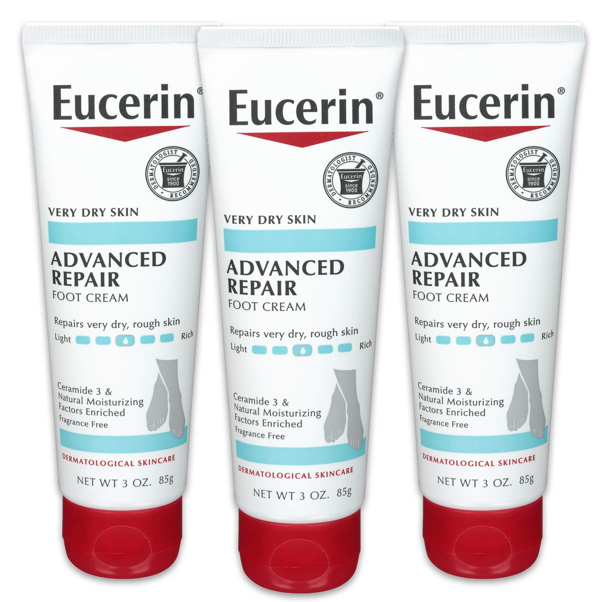 Crema Para Pies Eucerin Advanced Repair Sin Fragancia 90 Ml X3