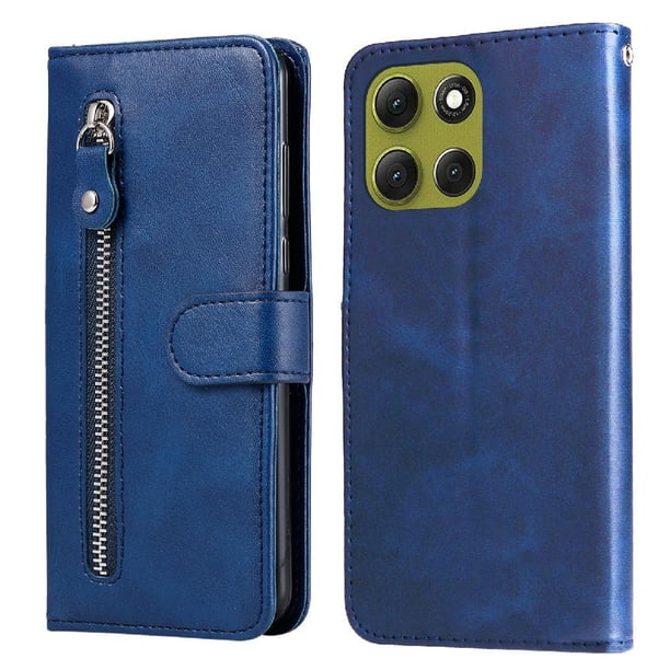 Funda tipo cartera para Motorola Moto G86 con bolsillo con cremallera y ranuras para tarjetas – Función de soporte Azul