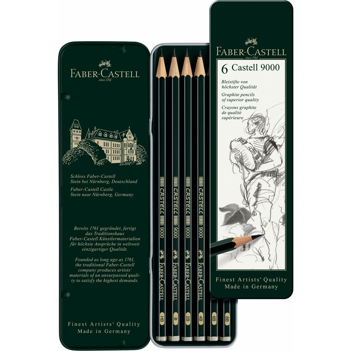 Faber Castell - Lápiz Grafito Castell 9000 Set Faber-castell X6 Uds.