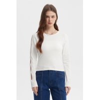 Fashionspark - Polera Mujer Mangas Largas Calada Crudo