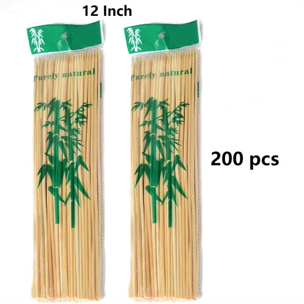 100pcs 200pcs Natural Bamboo Skewers, Wooden Skewers, Kebab, Short Skewers, Wooden Kebab Skewers For Fruit Kabobs, Appetizer, Chocolate Fountain, Cocktail, 8"/10"/12"