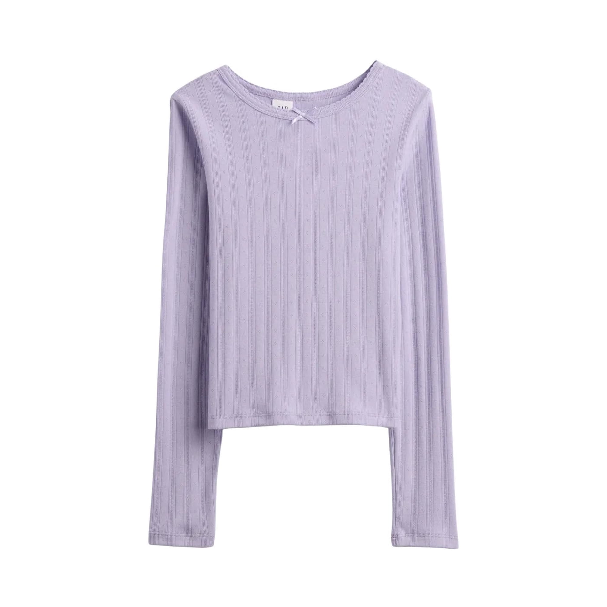 Camiseta Gap Para Niñas De Manga Larga Con Forma De Orquídea Acanalada, Talla L
