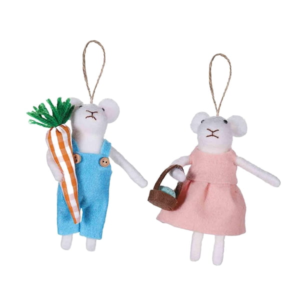2 adornos colgantes de ratón de fieltro, adornos de ratones de fieltro, adornos colgantes de animales bonitos para de Navidad para corona, decor