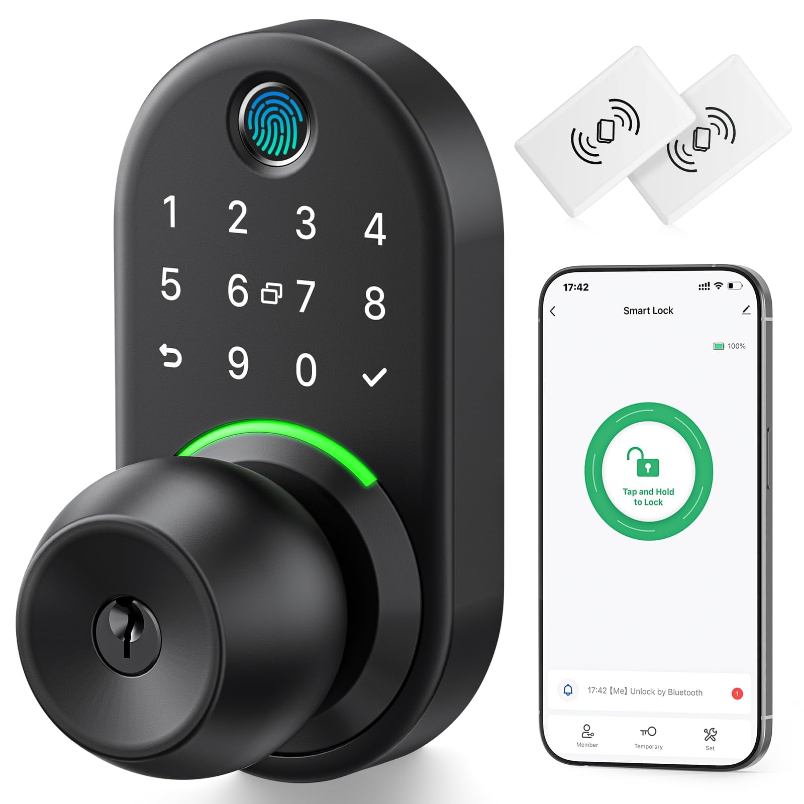 Yamiry - Cerradura De Puerta Inteligente Yr05 Con Teclado Con Huella Dactilar Para Puerta Delantera