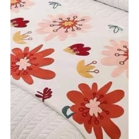 Genérico - Piecera Bordada Para Cama Sin Fundas De Cojín Diseño 5 Color Crema