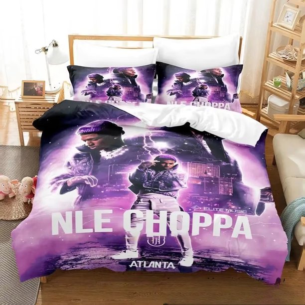 NLE Choppa Rapper Bedding Set Boys Girls Duvet Cover Pillowcase Bed boys Adult Home Textileextile