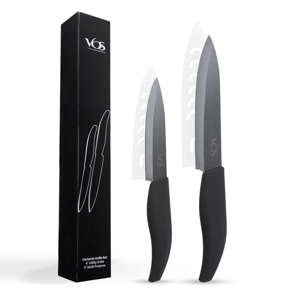 Juego de cuchillos de cerámica Vos 14 cm y 11 cm con mango negro