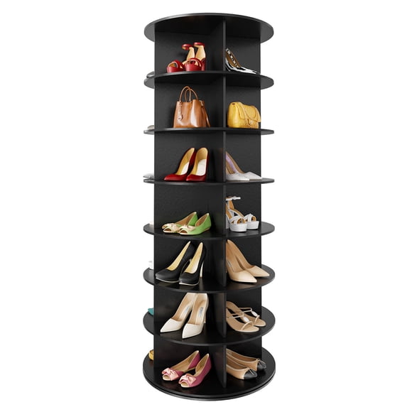 Zapatero SpaceAid de 7 niveles, giratorio, negro, 63 cm