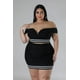 thumbnail image 2 of Saronite Conjunto de Top de Escote en V con Escote en Forma de Corazón y Hombros Descubiertos, Cintura Elástica y Falda de Cintura Alta, Color Negro (para Mujer), 2 of 3